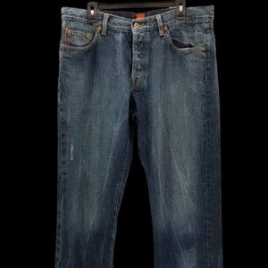 Hugo Boss HB1 Orange Tag Distressed Denim Jeans Mens Sz 38x34 16584